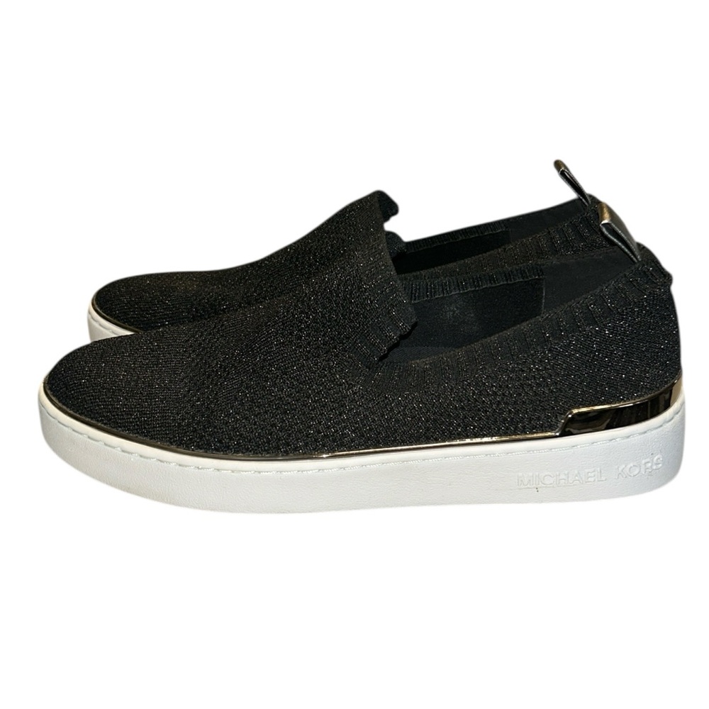 Michael Kors Skyler Black Metallic Knit Slip On Sneaker Size 9 - Picture 4 of 11